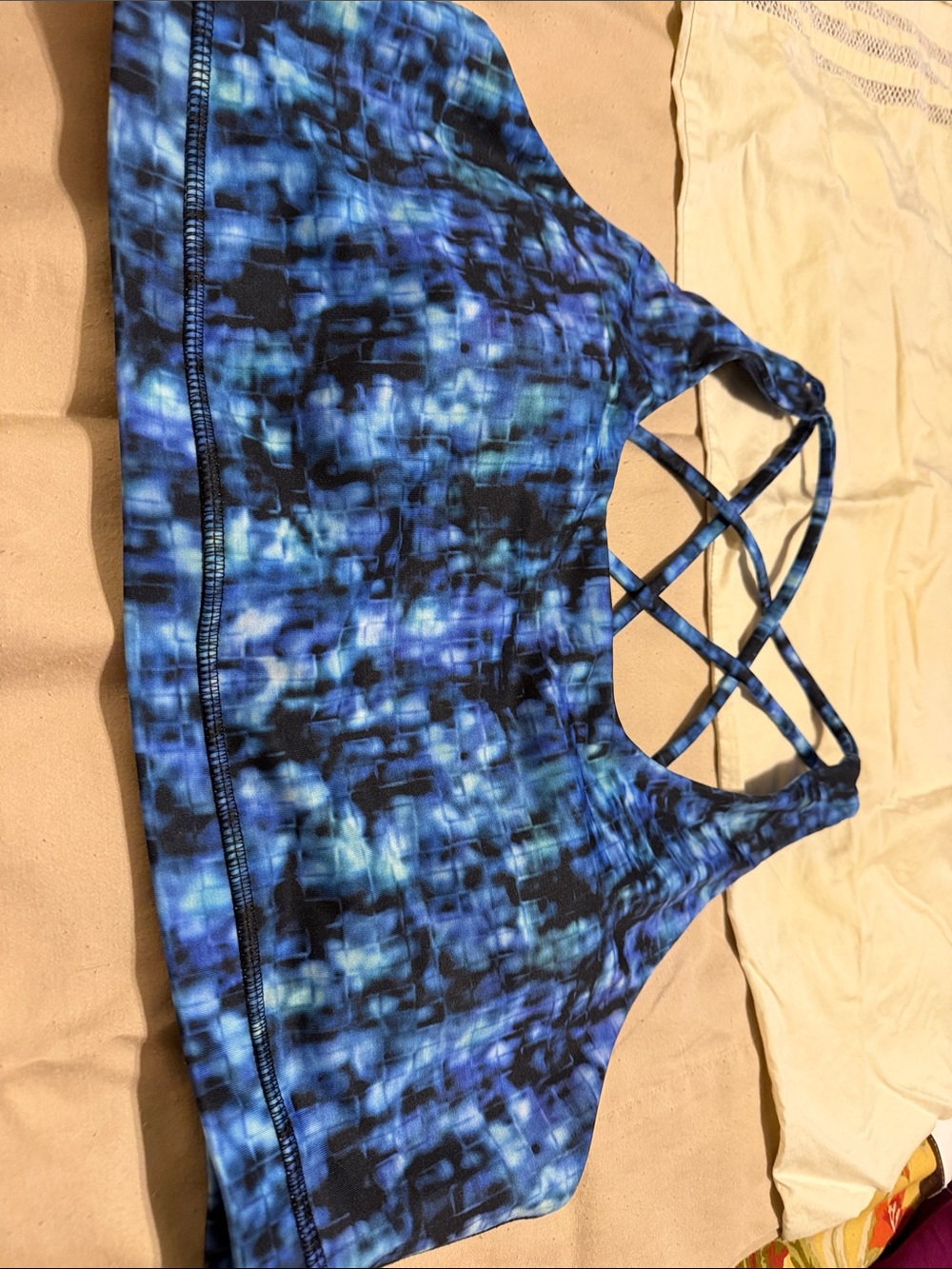 Blue Multi Crisscross Sports Bra